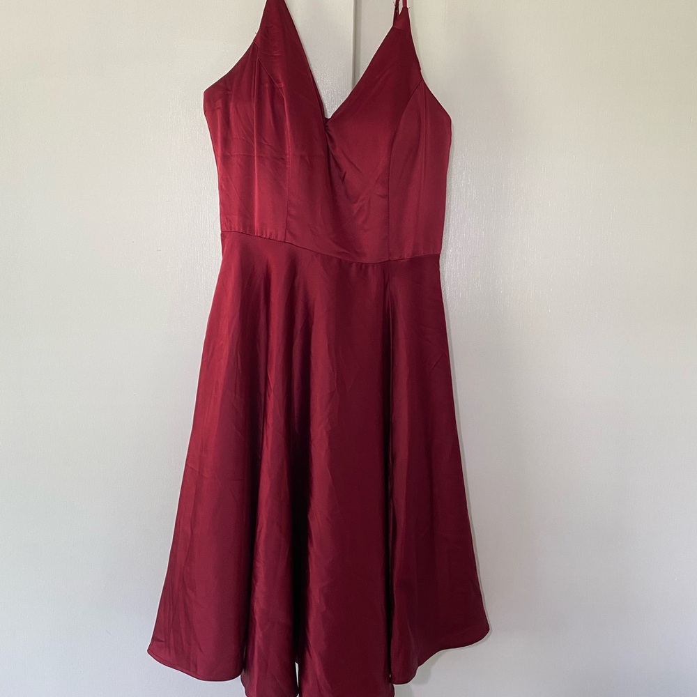 B Darlin Red Spaghetti Strap A-Line Midi Dress